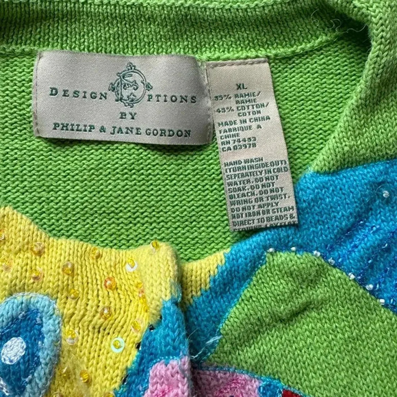 DESIGN OPTIONS women's BUTERFLY Cardigan sweater, Size XL - Picture 5 of 11